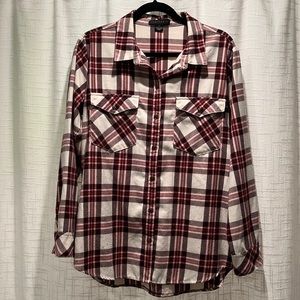 Plaid Long Sleeve Buttoned Flannel Shirt